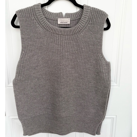 Sibel Saral Sweaters - Sibel Saral Merino Wool Gray Sweater Vest Medium Sleeveless